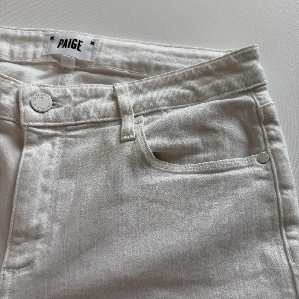 PAIGE White Denim Jeans Women’s Size 28 Mid Rise Straight Leg Premium designer - Picture 4 of 15